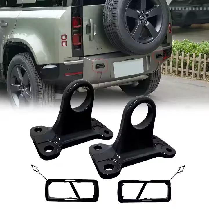 

For 2020-2024 Land Rover Defender 90 110 Aluminum Alloy Black Car Tow Hook Bumper Tow Hook D-Rings Rear Trailer Hook Auto Parts