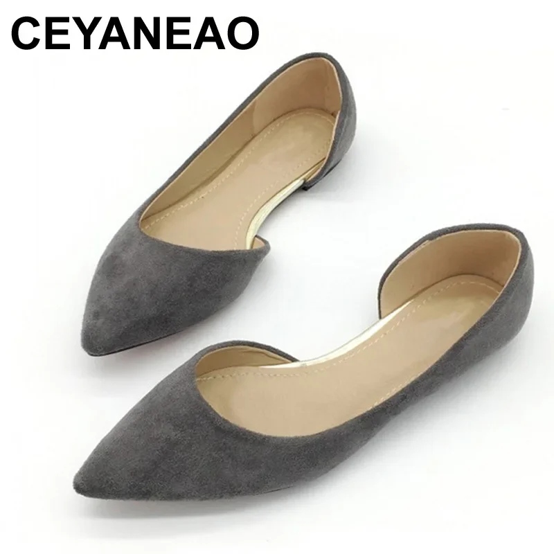 CEYANEAO  Newest Women\'s Basic Flats Shoes Spring Autumn Pointed Toe Shallow Ballet Flats Shoes For Woman Ladies Single Shoes