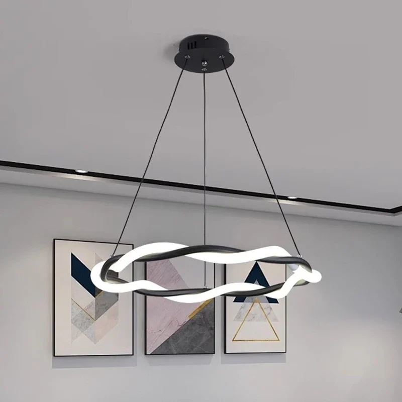 Modern Ring Home Decor Led Pendant Lights Metal Dimmable for Living Dining Table Room Bedroom Lamp Art Hanging Light Fixture