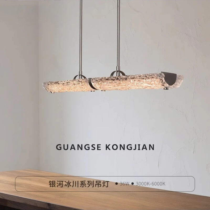 

Restaurant Pendant Light Italian Luxury German Designer's Creative One Word Long Ice Silk Glass Dining Room Chandelier