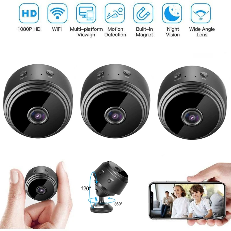 3PCS A9 Mini Camera Wifi Security Surveillance Camera HD 1080p Sensor magnetic IR Night Vision Web Voice Video Surveillance