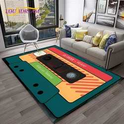 Patrón de cinta de casete de música Retro, alfombra 3D para el hogar, sala de estar, dormitorio, sofá, decoración de felpudo, alfombra de área para niños, alfombra de piso antideslizante