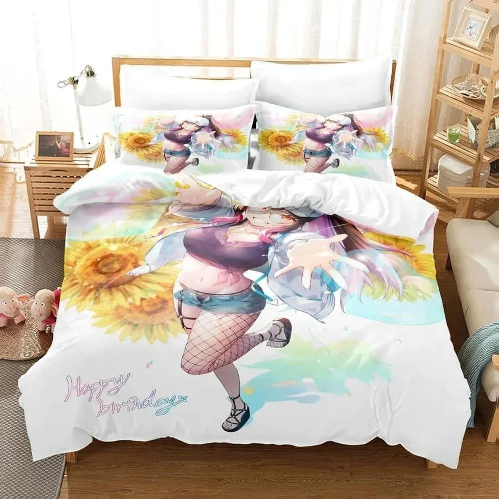 Hana Yomeguri Bedding Set Single Twin Full Queen King Size Bed Set Adult Kid Bedroom Duvet cover Sets Kawaii Anime Bed Sheet Set