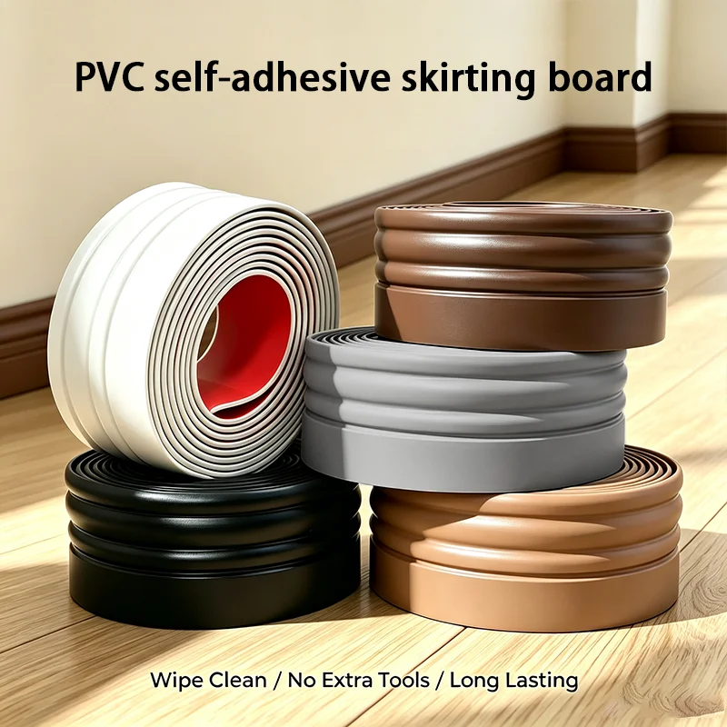 6-Meter Three-Dimensional Self-Adhesive Skirting Board, Made Of 3mm Thick Flexible PVC Material, Suitable For Multiple Scenarios