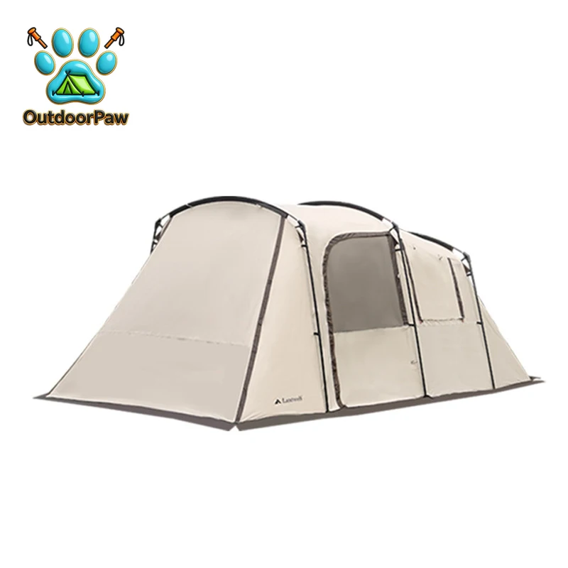 Landwolf Large Space Tunnel Tent Outdoor Camping Tourist 4-8Persons 1hall 1sleeping Room Anti-storm Sunscreen Family Travel Car