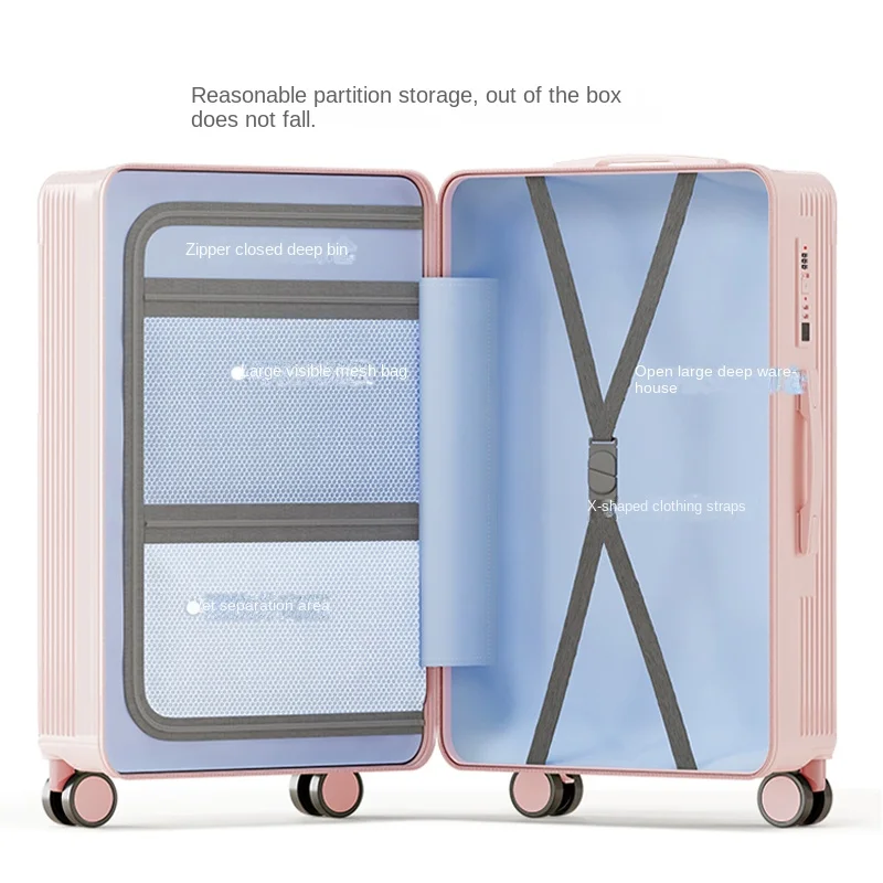 Nova bagagem de viagem durável mala de cabine de 20 polegadas com suporte de copo e mala de zíper de grande capacidade de 28 polegadas com roda silenciosa