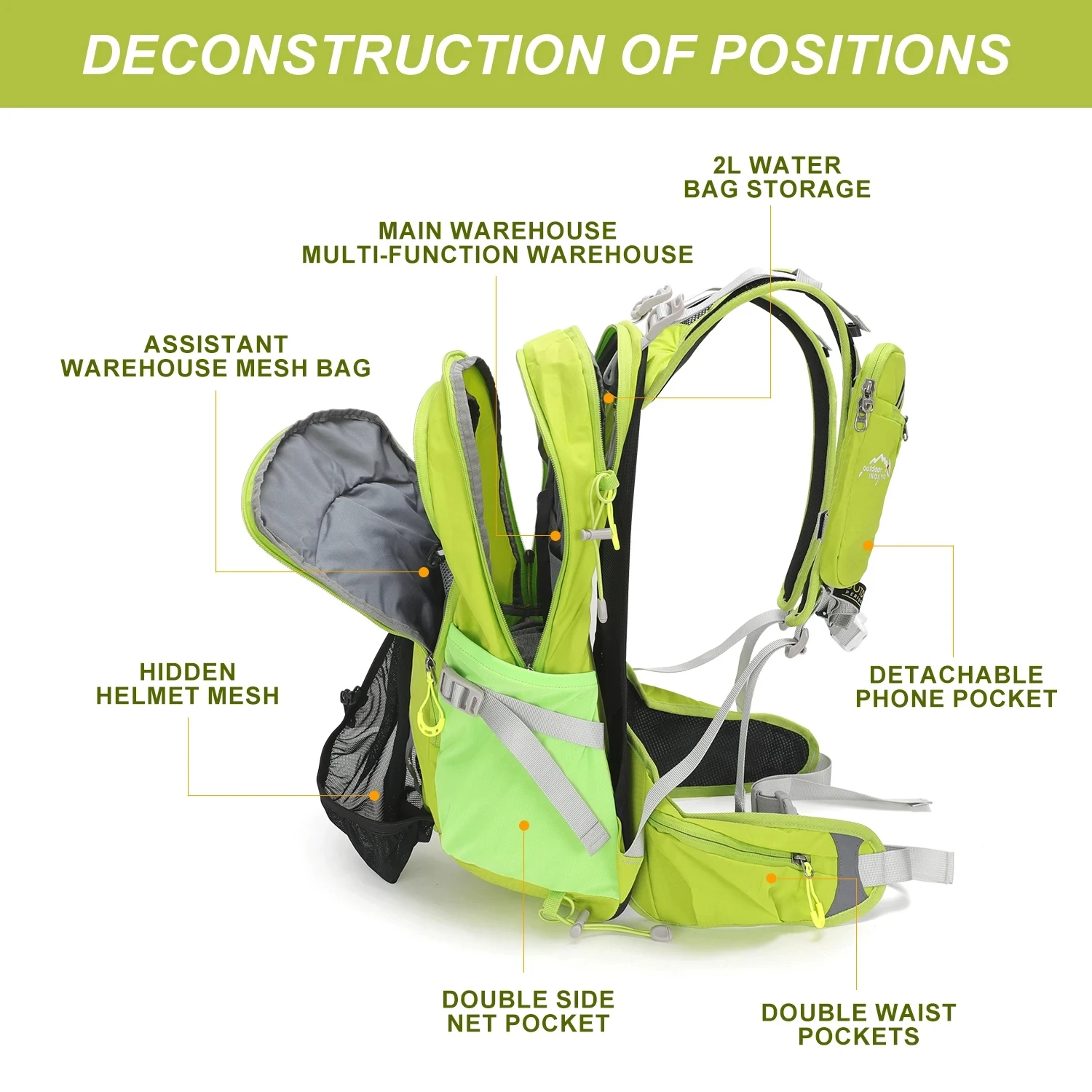 Bergsteiger-Wanderrucksack 20 Liter Herren und Damen Outdoor-Sport Laufrucksack Wasserdichter Camping-Trekking-Rucksack – Detail 5
