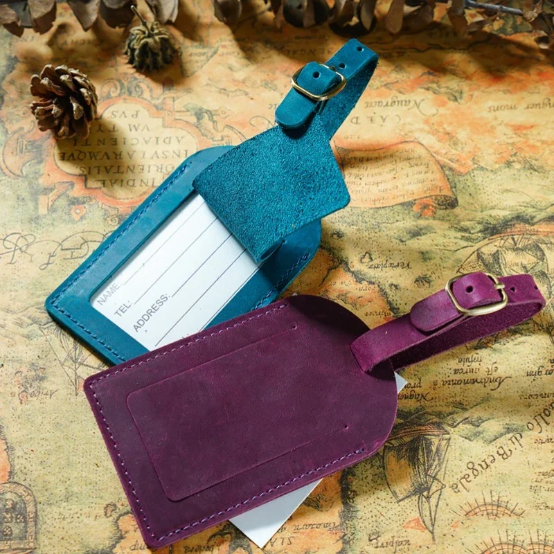 

Cowhide Luggage Tag for Men Women Suitcase Travel ID Bag Tags Baggage Tote Bag Tag School Instrument Tag Label Travel Essentials
