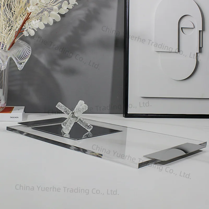 

Simple and modern transparent acrylic metal geometric tray, sample coffee table desktop storage ornament decoration