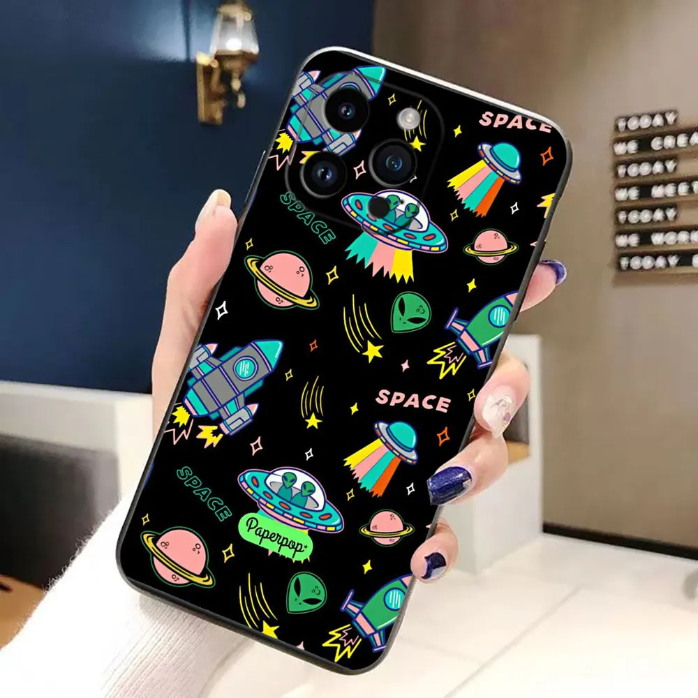 Cartoon Aesthetics Alien Space Cover Phone Case For iphone Apple 17 17E AIR 16E 16 15 14 8 7 Plus 13 12 11 XR Pro Max SE4 Case