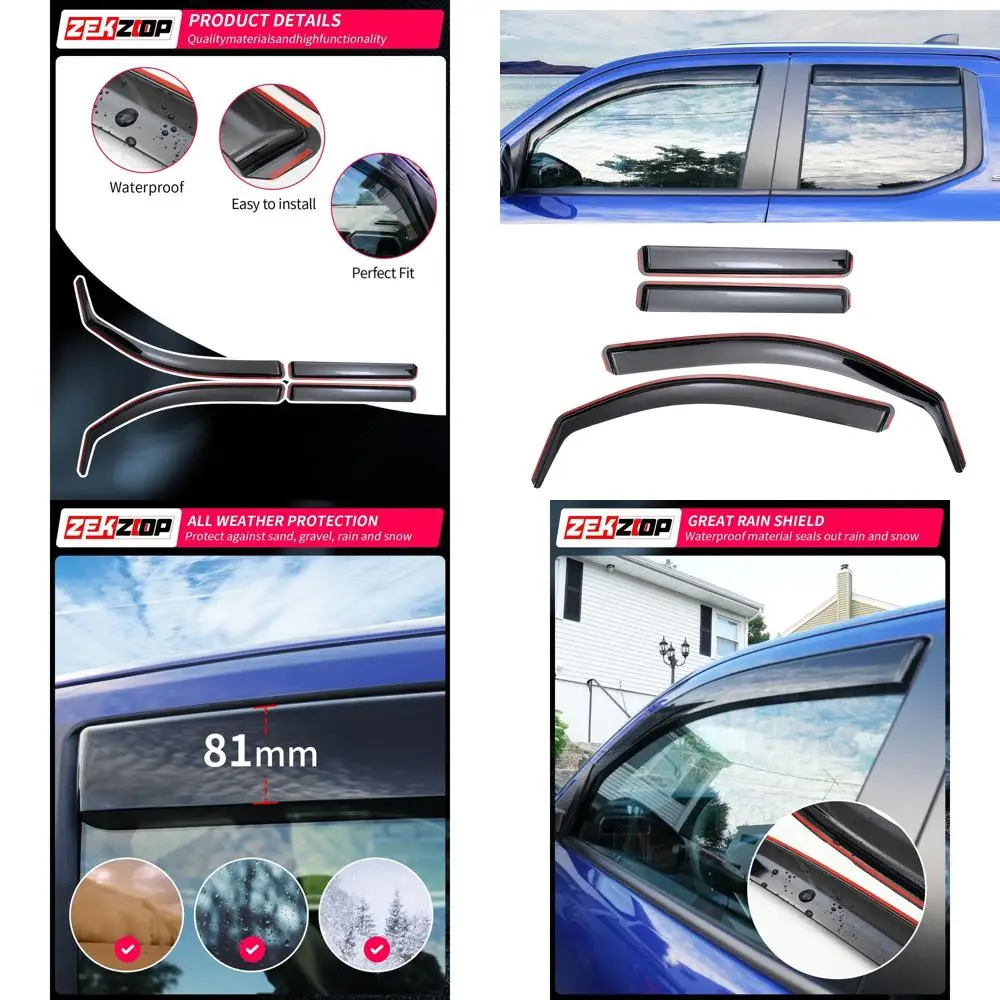 

Козырек от дождя, совместимый с Toyota Tacoma 2024 2025 2026, передние и задние канальные оконные козырьки, ветровые дефлекторы, погода S