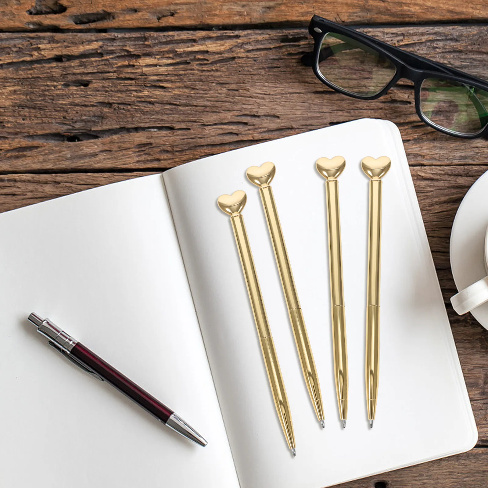 

12Pcs Metal Heart Shape Ballpoint Pens Creative Ergonomic Multi-Function Writing Tool Portable Students Office School Supplies