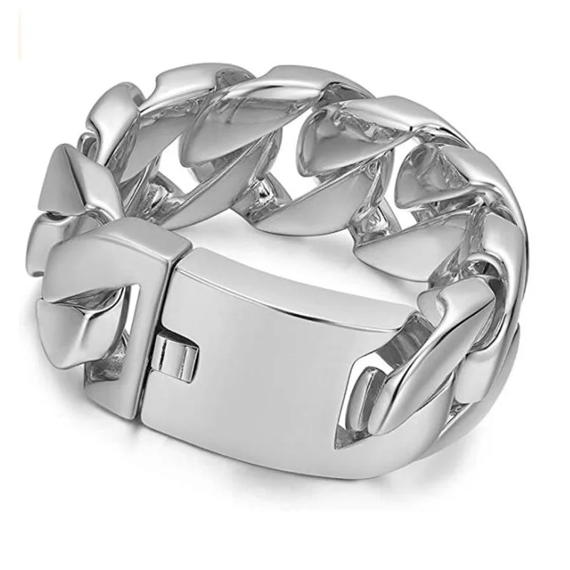 

Kitykiss Titanium Steel Men's Sturdy Cuban Chain Bracelet 32mm, featuring a chunky chain design and stainless steel jewelry.