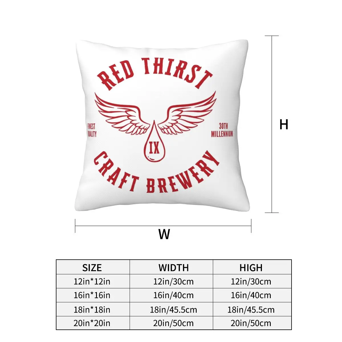 Red Thirst Craft Brewery Square Pillowcase Pillow Cover Cushion Zip Decorative Comfort Throw Pillow for Home Car