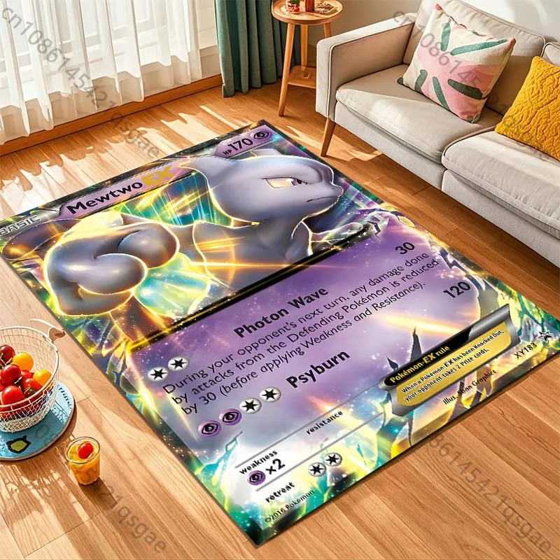 1PC Pokémon Cards Mewtwo Pirnt Carpet Yoga Room Decor Children's Crawling Mat Doormat Living Room Area Rug Games Area Floor Mat