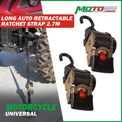 2pcs 2.7M Long Single S-hook Auto Retractable Ratchet Strap Fixed Motorcycle Tie Down Cargo Lashing Easy To Carry Ratchet