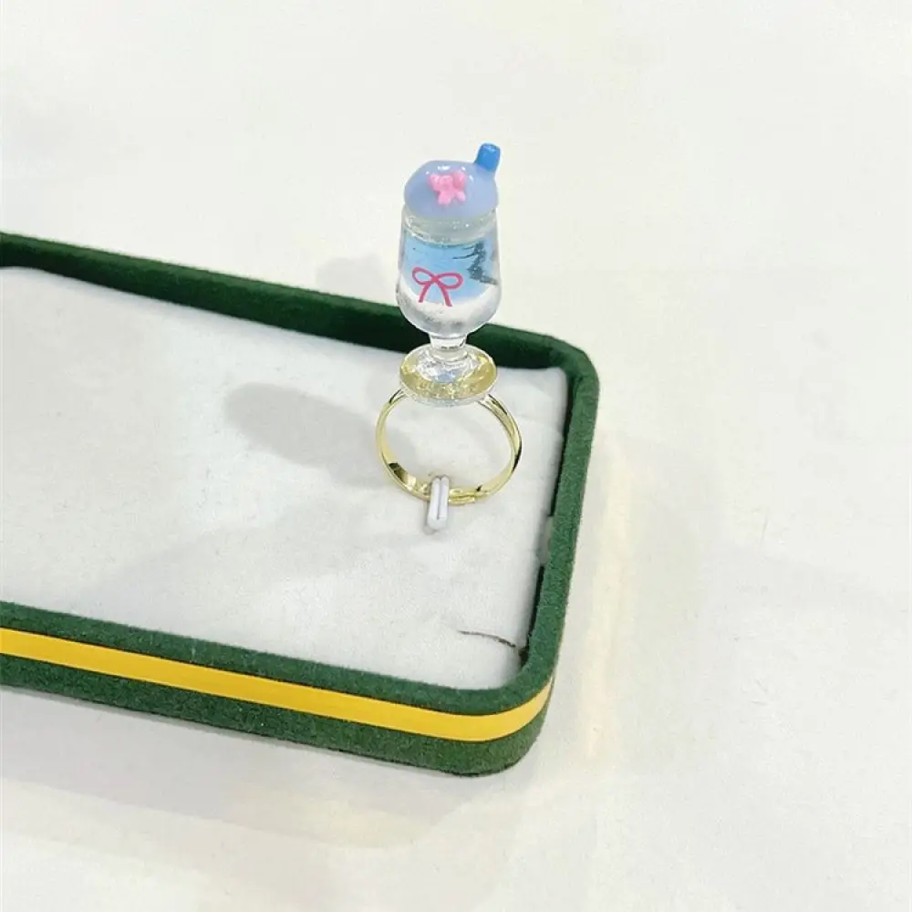 Funny Resin Food Ring Mini Cake Beverage Jewelry Creative Y2K Style Trendy Fashion Accessory Aesthetic Statement Ring