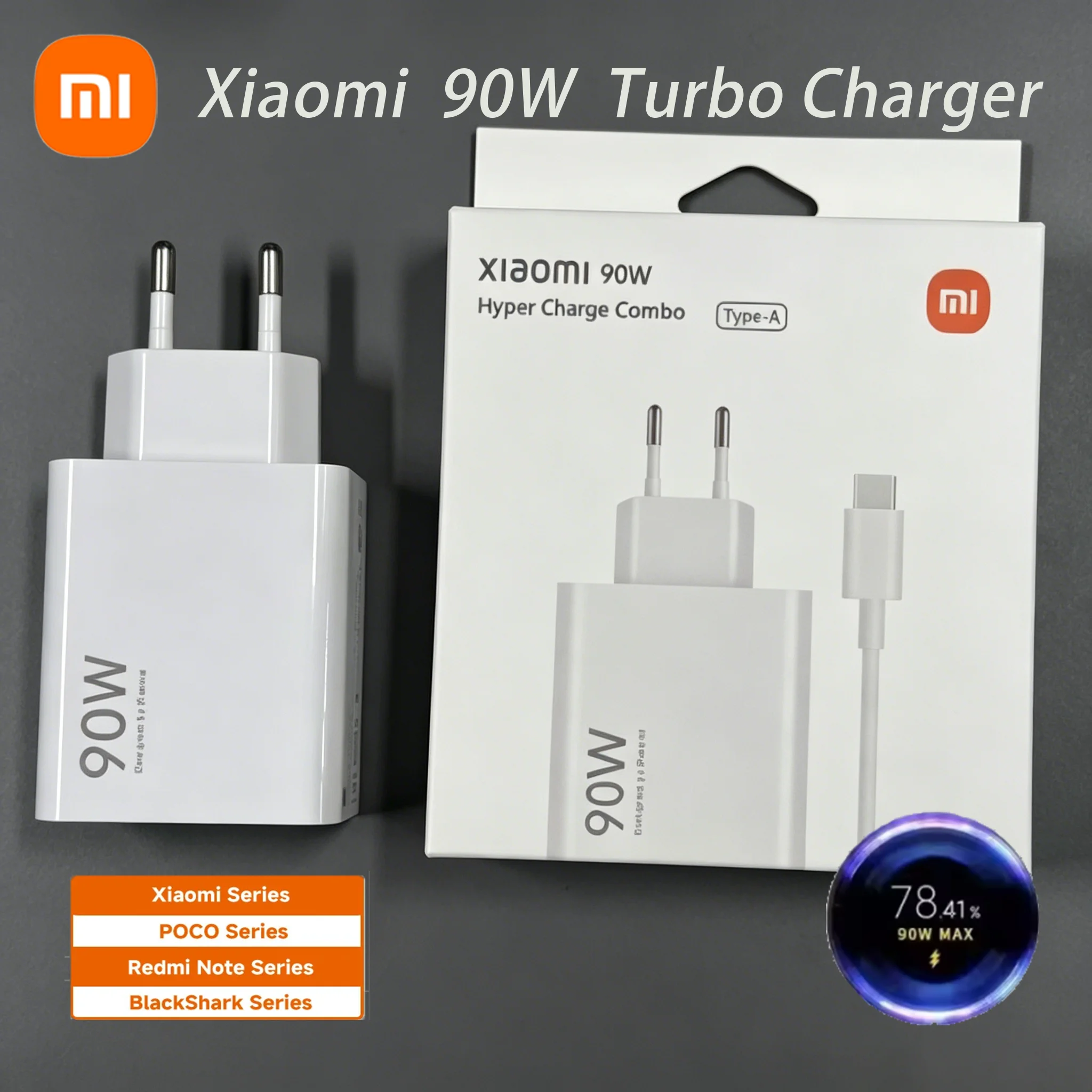 Xiaomi Charger 90W EU Original Turbo Charge USB Type C Cable Adapter Mi 15 14 13 Pro Ultra Redmi Note POCO MIX Flip