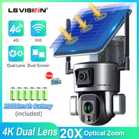 LS VISION 4K 4G Wireless Solar Camera 8MP WiFi Dual Lens 20X Zoom With Solar Panel Humanoid Tracking PTZ Security Cam 128sd