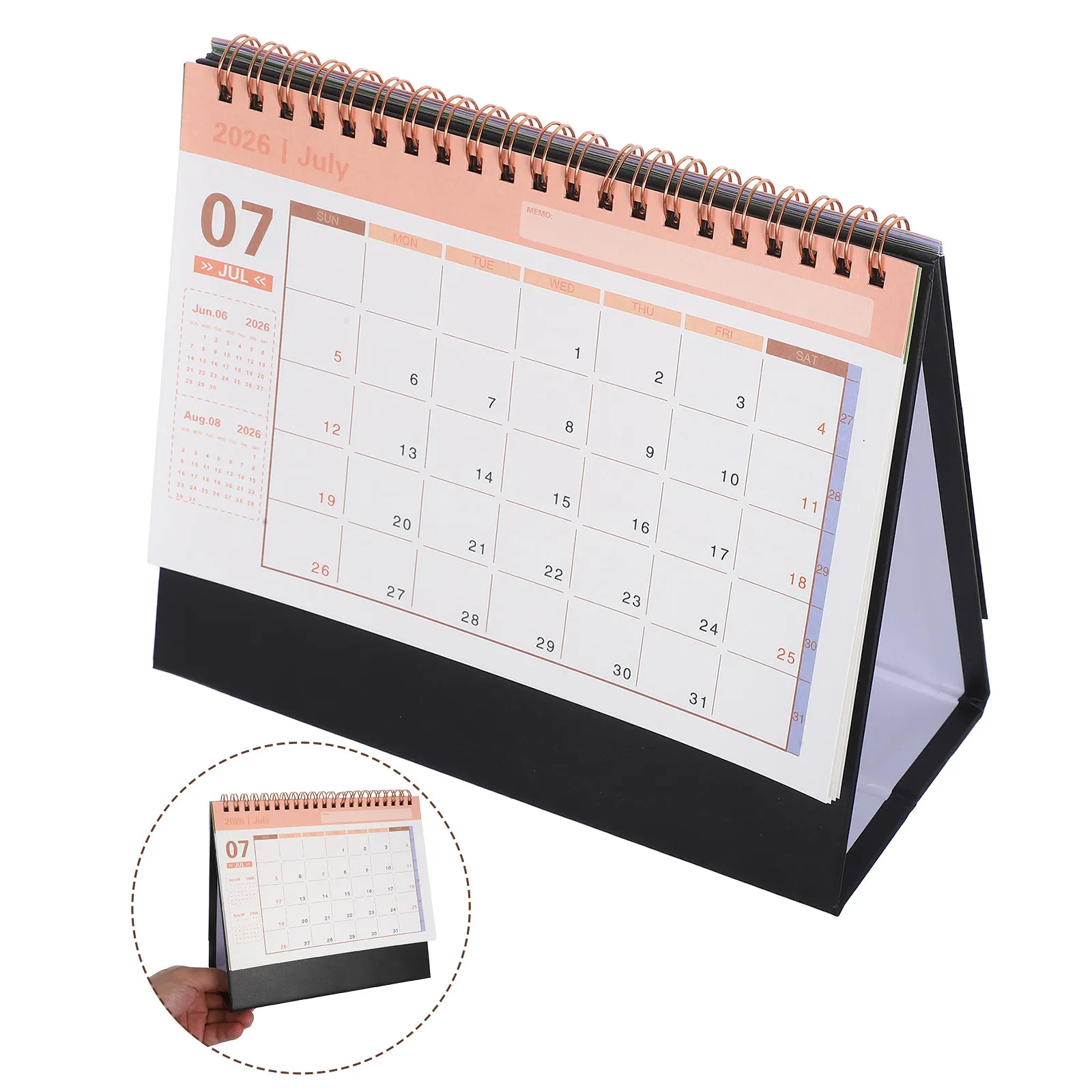 2026 Standing Desk Calendar Compact Mini Flip Design Thick Paper Monthly Planner Modern Decor for Office Home Workspace Daily