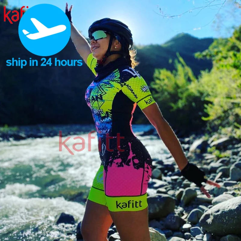 

Kafitt Women's Short Sleeve Track Suit Mountain Bike Cycling Suit Leotard Jumpsuit Cycling Suit