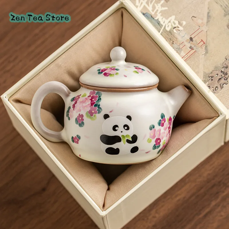 Lard Frozen Panda Dezhong Pot Ru Kiln Teapot Tea Home Tea Set Single Pot Mini Pot Open Pieces Can Be Raised