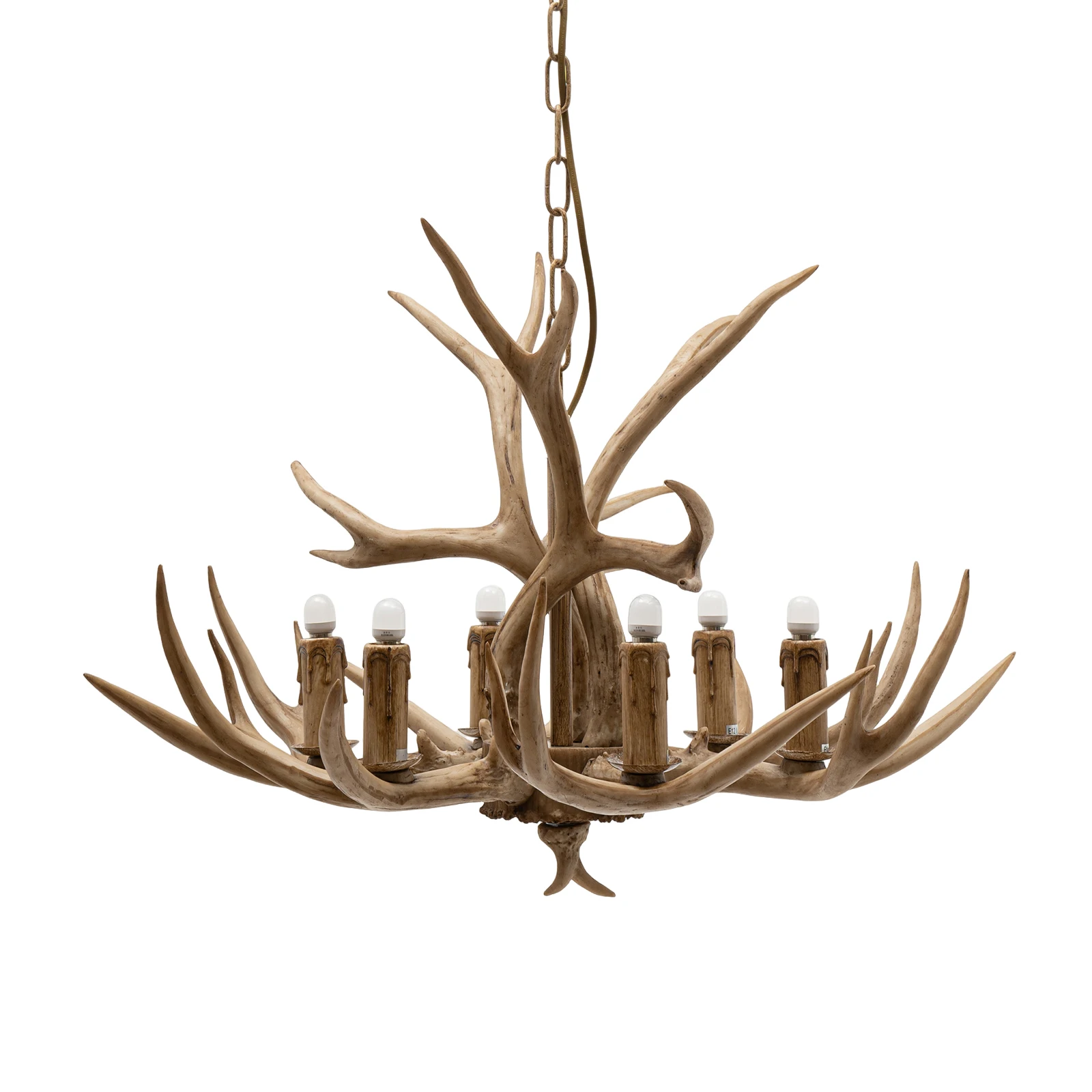 

110V Resin Antler Chandelier,6-Light Chandelier,Wood Colour Indoor Ceiling Mount Lamp Lighting Chandelier,6*E12 lamp holders