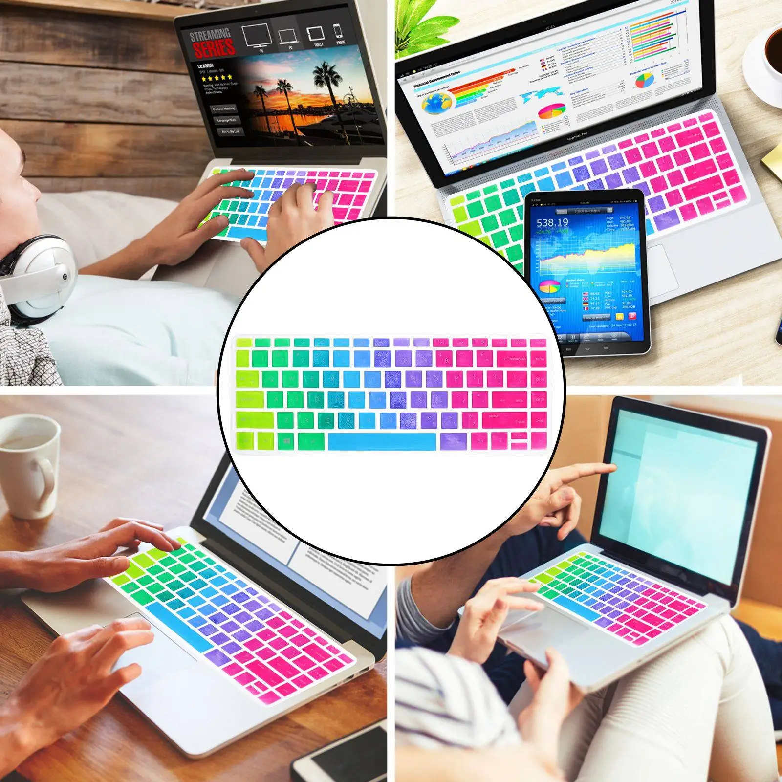 

15-Bf Laptop Keyboard Skin Silicone Waterproof Dustproof Crumb Proof Food Grade Soft Elastic Reusable Washable Keyboard