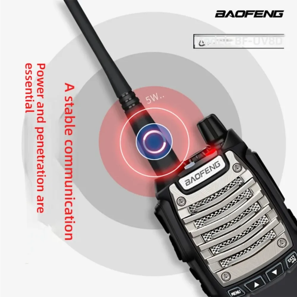 Baofeng UV-8D راديو ثنائي الاتجاه 8 وات مزدوج PTT UHF 5 وات 16 قناة FM Ham CB جهاز اتصال لاسلكي للاتصالات نطاق الصيد - 1/2 قطعة