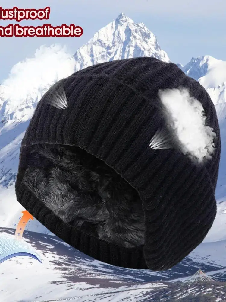 AliExpress WRELS 1Set Winter Warm Knitted Hat Neck Protection Scarf Windproof Cold-proof Thickened Plush Knitted Men Wool Cap Neck Cover