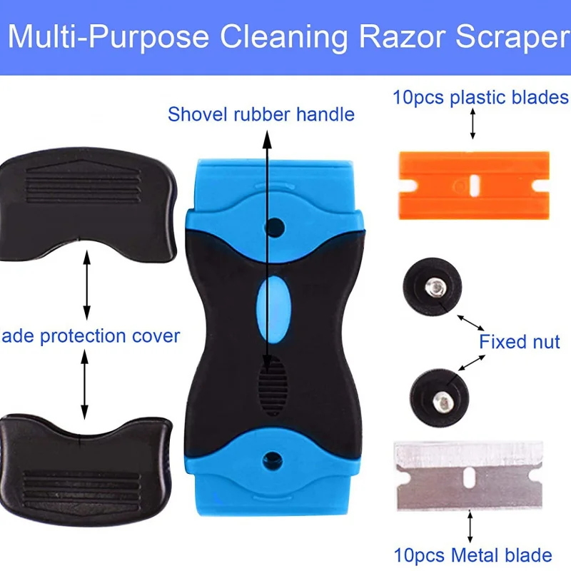 21Set of Plastic Scraper Glass Decals Remover，Replace Blade，Used for Scraping Stick Label Flower Stickers