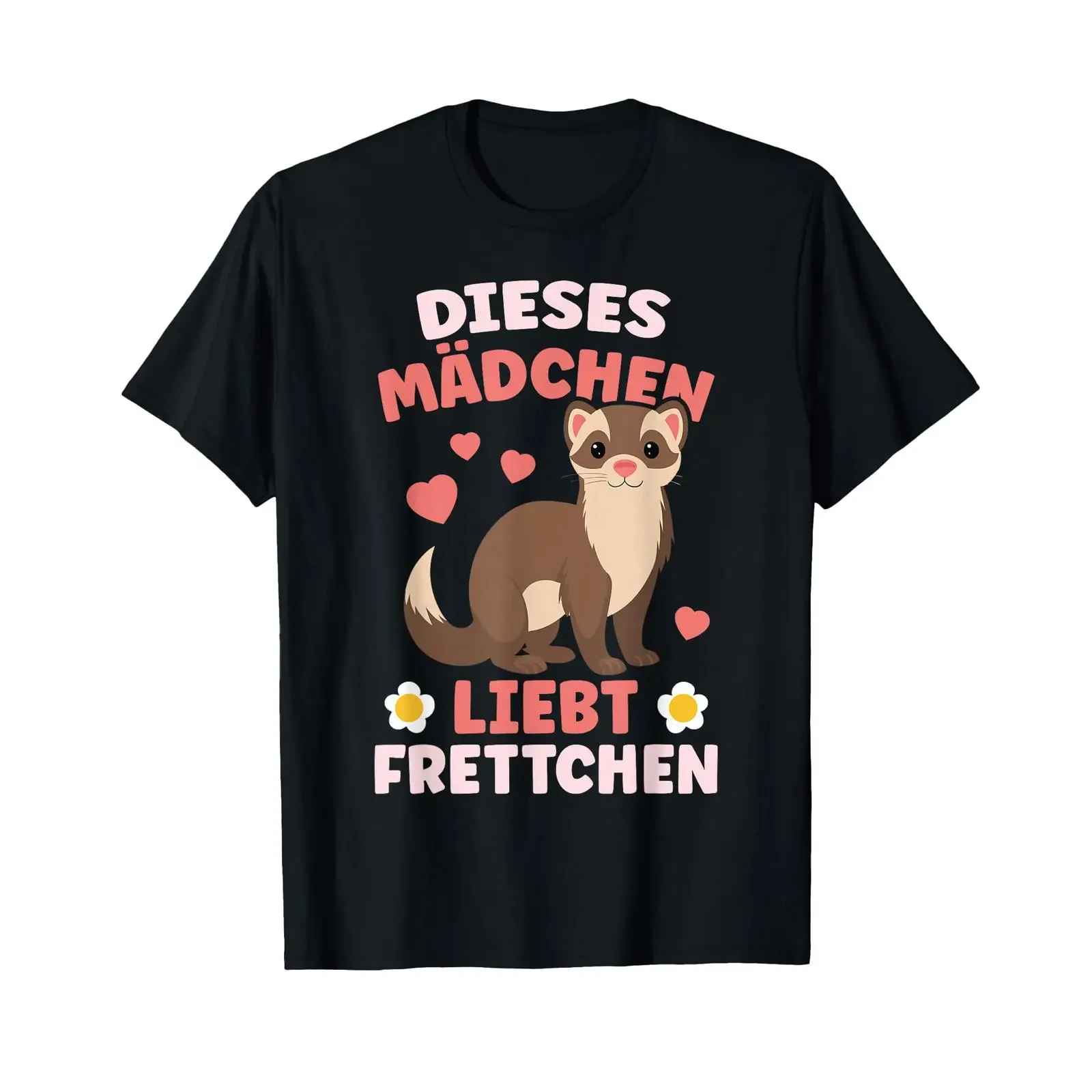Cute ferret girl T shirt vintage Washed Versatile streetwear homme Comfortable Stylish Unisex fashion Breathable Slightly