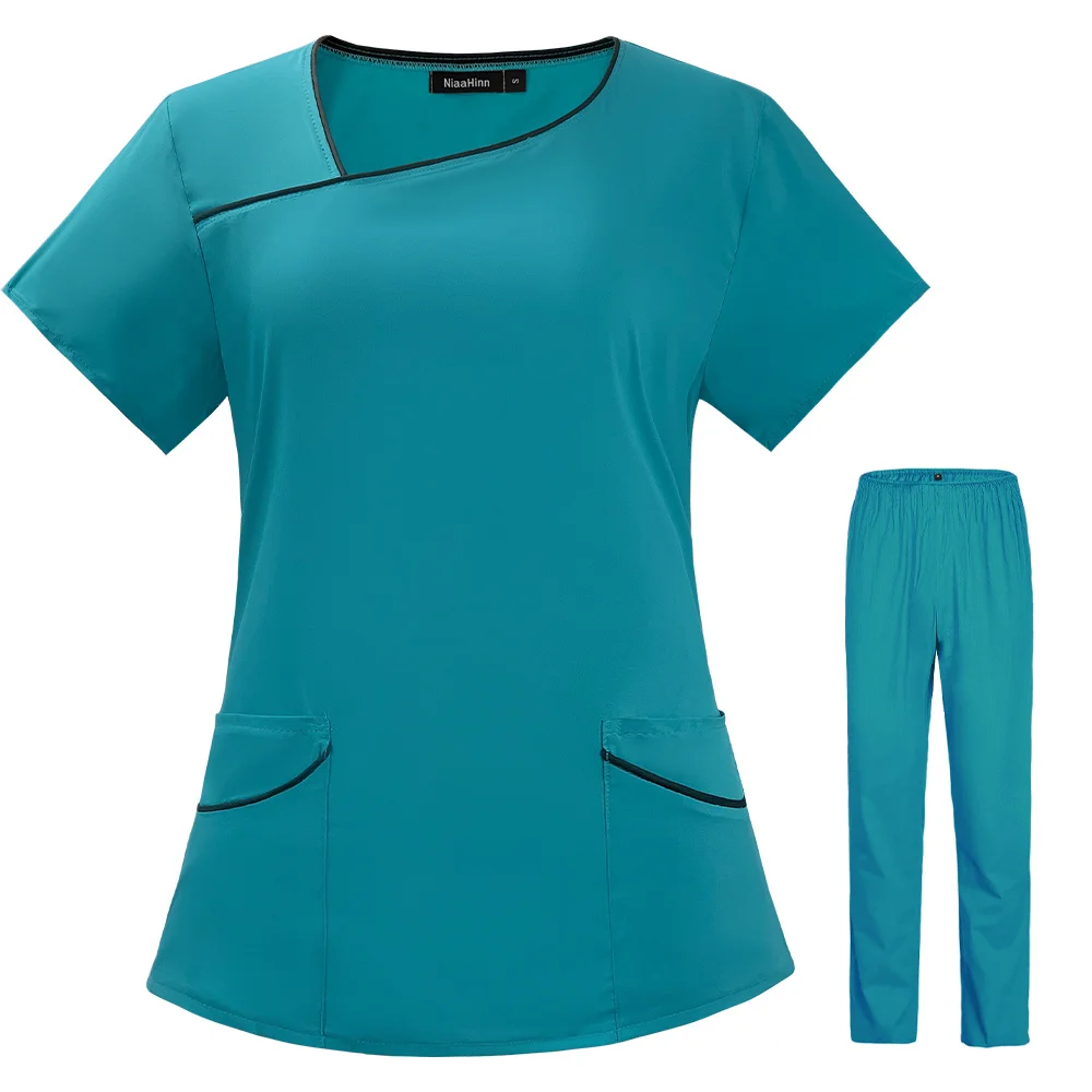 Women Men Doctor Uniform Nursing Scrub Set Nurse Workwear Women Health Service Outfit Work Clothing Top and Pant Scrubs Uniforms