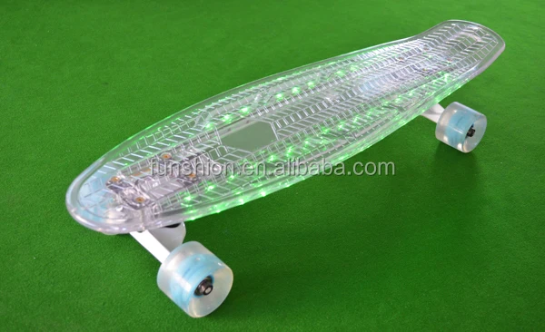 Funshion-Tabla de skate transparente para niños, monopatín LED de 27 pulgadas, con certificado MSDS