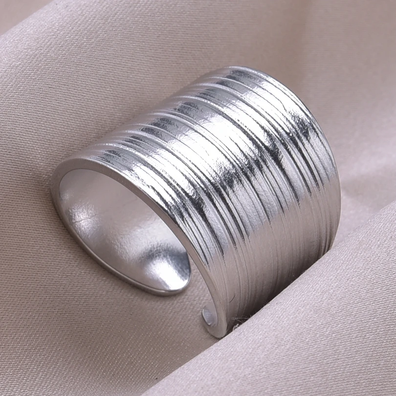 Chunky Unevenness Wide Ring Open Stainless Steel Rings For Women Men Accessories Indian Jewelry Vintage Finger Bague Femme Gift