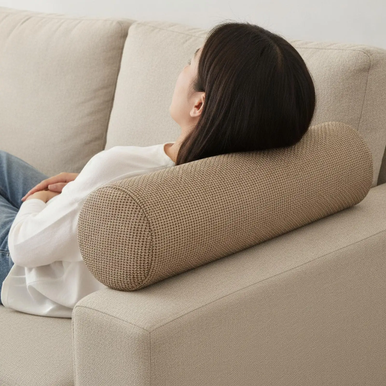 Memory Foam Bolster Pillow Cylinder Cushion for Sofa Bed Support Decorative Round Back Rest Travel Neck Pillow Comfortable