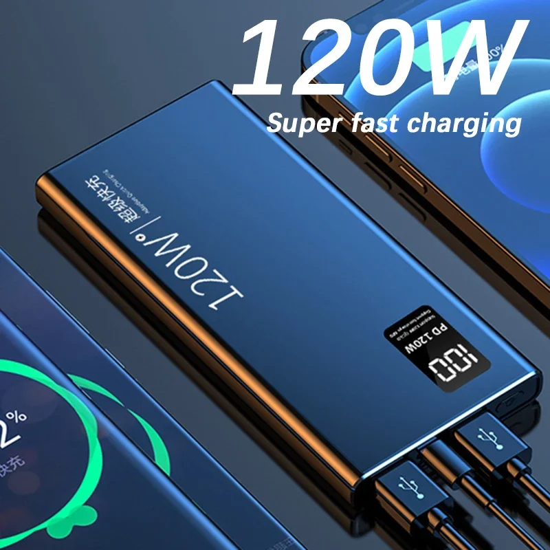 Power Bank 50000mAH 120W Super Fast Charging Large Capacity Battery Capacity Power Bank For IPhone Samsung Xiaomi Huawei