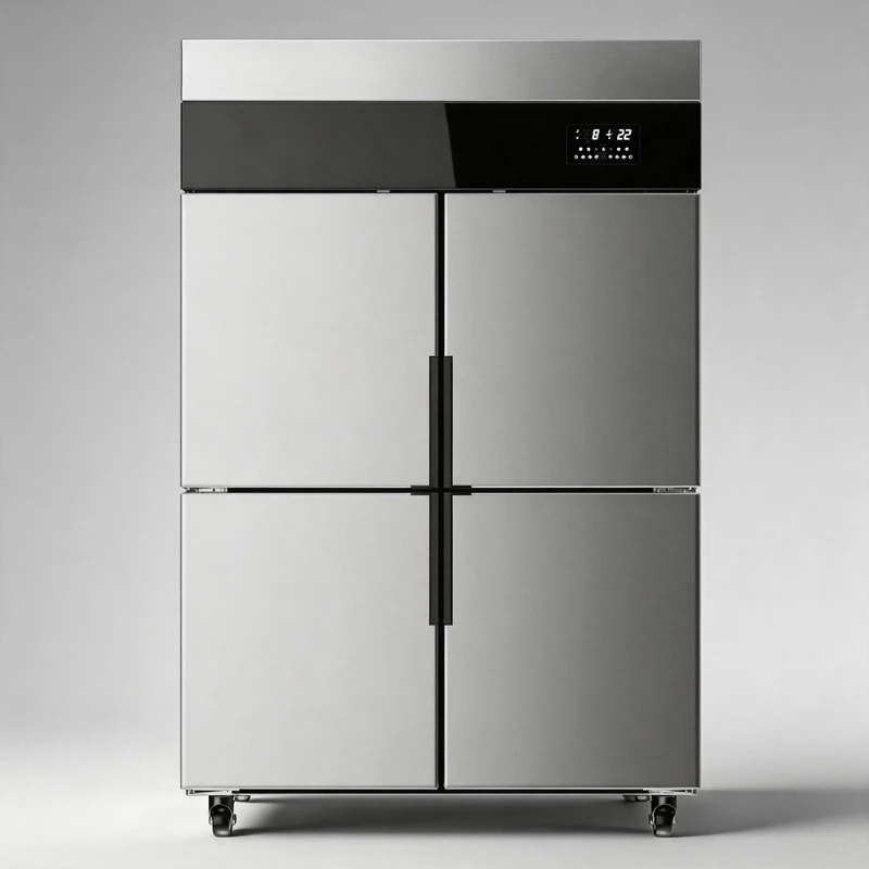 Airo Commercial 4 Door Upright Freezer Air Cooling No Frost Stainless Steel Reach Refrigerator Restaurant Digital Display