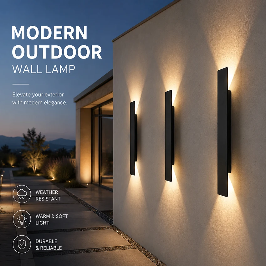 

Minimalist Waterproof LED Wall Light 24W Aluminum Up Down Outdoor Wall Lamp for Villa Patio Porch Garden Exterior Lighting