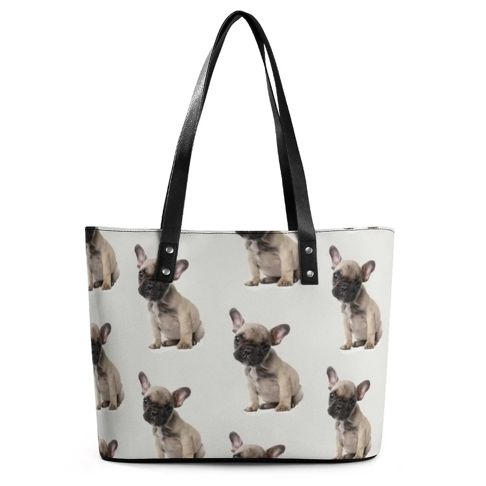 A French Bulldog Handbags Animal Top-Handle Tote Bag Novelty PU Leather Shoulder Bag Women Business Graphic Hand Bags