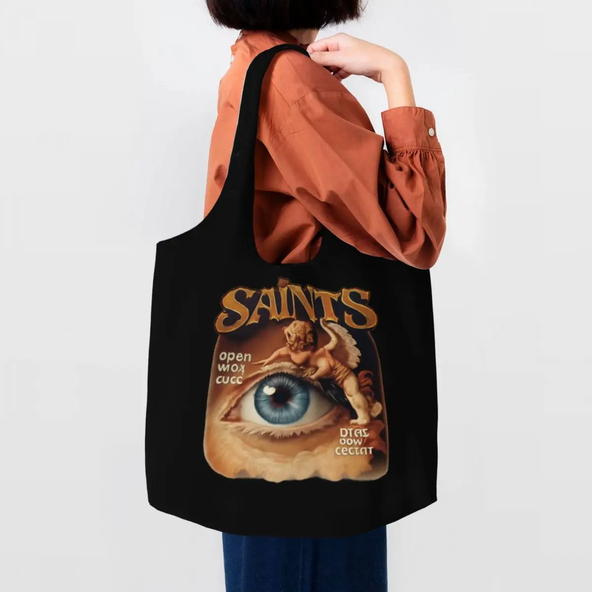 Saints Large Capacity Canvas Tote Bag Single Shoulder Work Commute Bag For Women Eco-Friendly Shopping Bag