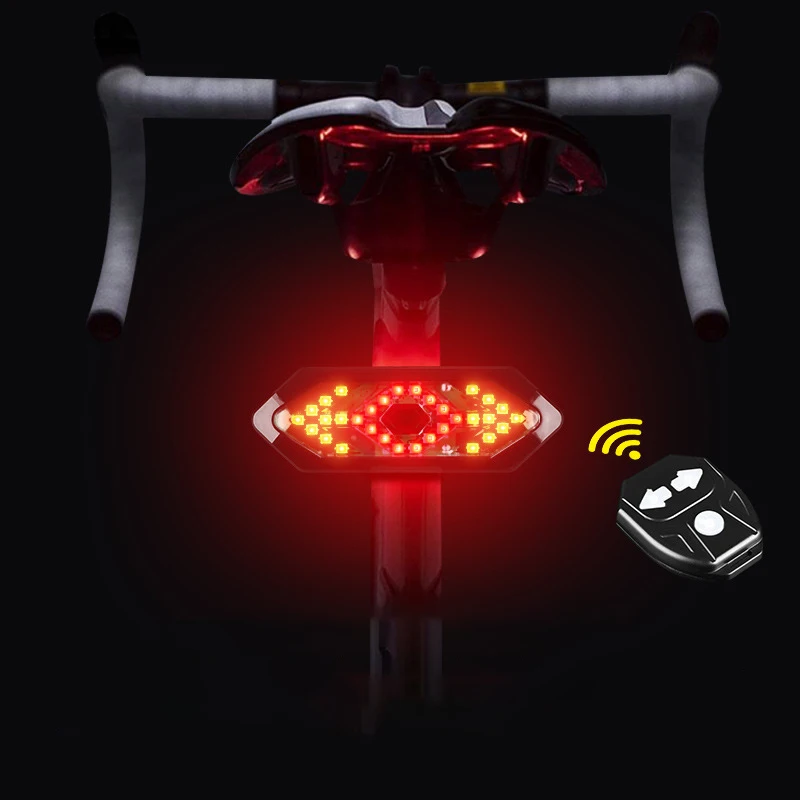 USB Rechargeable Rear Bike Light Turn Signal Smart Remote Control Bicycle Seatpost Turning Light Cycling Light