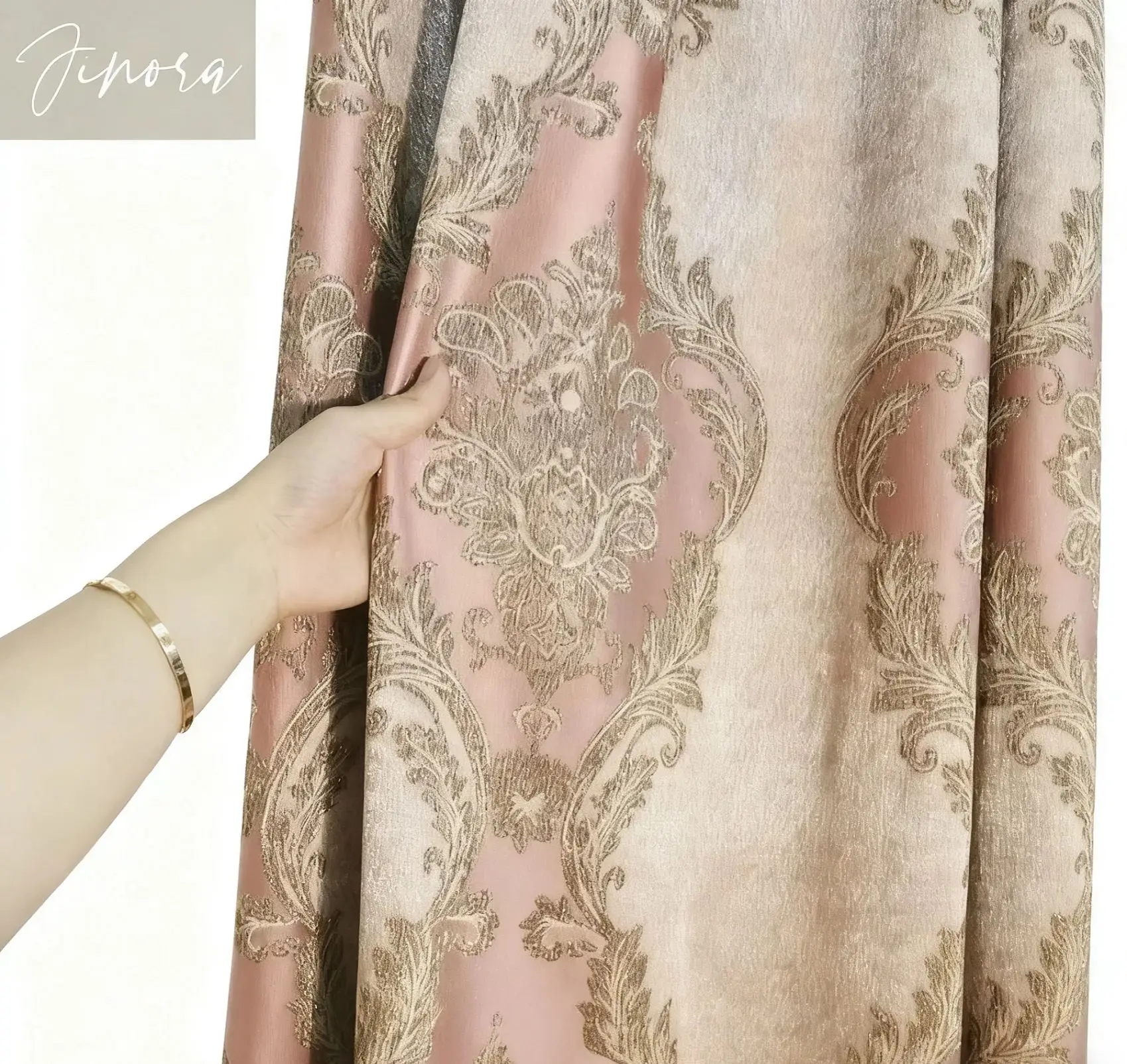 

Curtains For Living Room Bedroom French Window Balcony And Bay Window Customization Gold Thread Jacquard Thickened Blackout