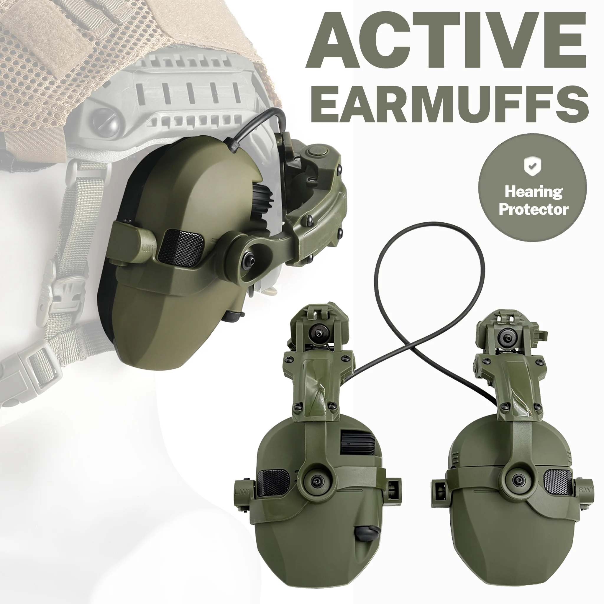 

Electronic Shooting Ear Protection with Sound Amplification, Slim Active Noise Reduction Earmuffs for Hunting