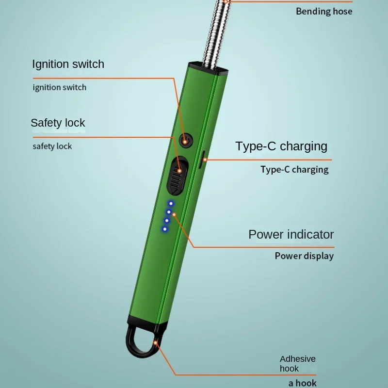 720° Extended Hose Rotatable Aromatherapy Candle Igniter Gas Stove Rechargeable Household Ignition Stick Windproof Lighter