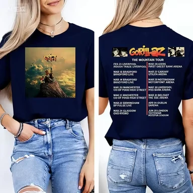 Gorillaz T-shirt, The Mountain Tour UK Tour Shirt - Gender-neutral, 90s Music Cotton T-shirt Comfortable Breathable High Quality