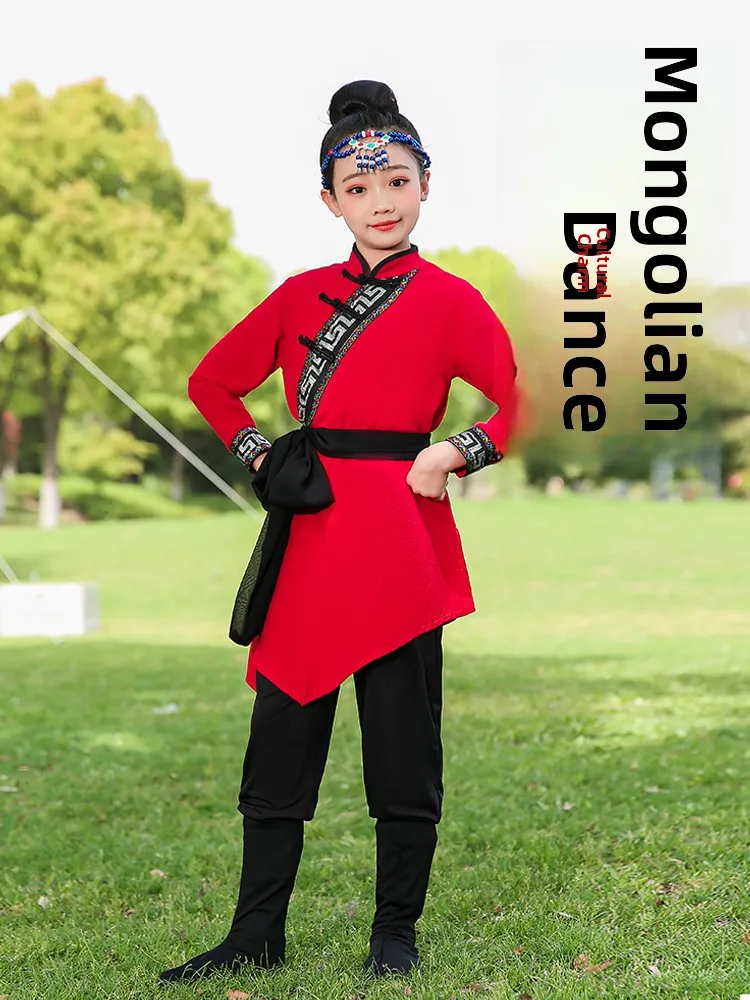 

Детская одежда для монгольских танцев, этнический костюм для детского сада, одежда для девочек, материал из полиэстера