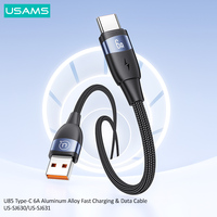 USAMS U85 66W USB Type C Cable For Huawei P50 P40 Pro Honor Super Charge 6A Fast Charging USB C Charger Data Cable Wire Cord