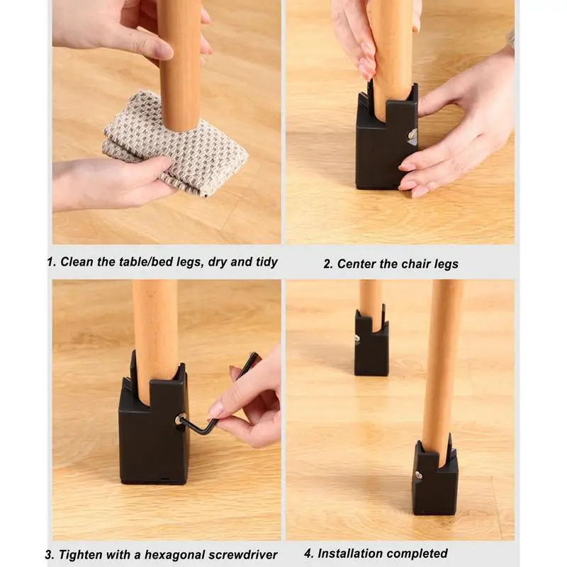 4PCS ปรับเก้าอี้ Riser สกรู CLAMP เพิ่มความสูง Heavy Duty โซฟาโต๊ะเฟอร์นิเจอร์เตียง Risers พร้อมสกรู CLAMP