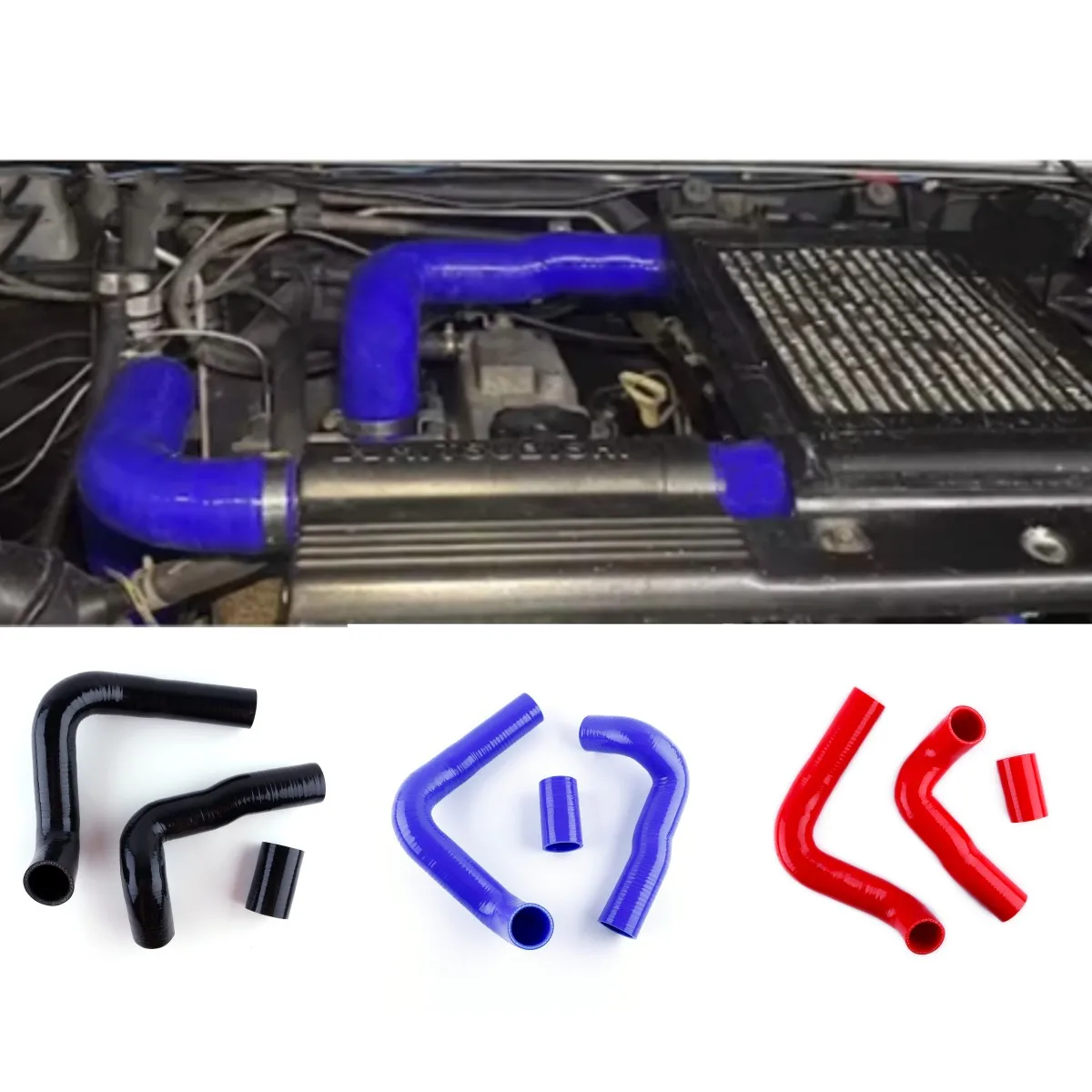 4-Ply For Mitsubishi Pajero 2 MK2 W20 V26 4M40 2.8 TD Shogun LWB Intercooler Hoses Silicone Tubes